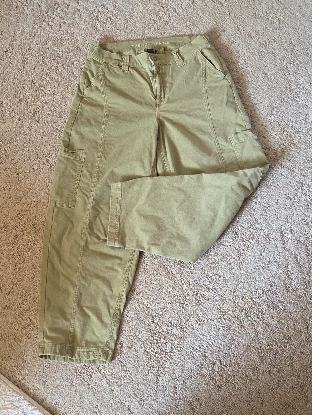 American Eagle Outfitters Womebs Olive Green Barrel Leg Cargo Pants